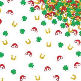 120pcs St Patrick's Day Paper Confetti, Shamrock Glitter Confetti, Green&Gold Glitter Horseshoe Rainbow Lucky Cover Table Scatter, St Patrick's Day Party Decoration