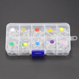 Glvaner Light Emitting Diodes, 10 Color LED Diodes, 0.2 inch (5 mm) Diode Set, High Brightness, Round Head, 20mA, 10 Each, Set of 100, Electronic Components Light, DIY Kit, Electrical Essentials,