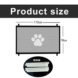 Stair Safety Gate Dog Barriers, Portable Barrier for Baby and Dogs, Stair Safety Gate No Drilling for Stairs, Doors, Hallway, Door Safety Gate (110 x 78 cm, Black)
