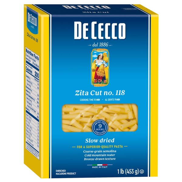 De Cecco Semolina Pasta, Zita Cut No.118, 1 Pound (Pack of 5)
