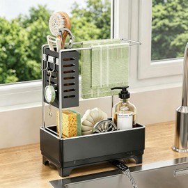 Soporte para Esponja para Fregadero de Cocina con Bandeja de Drenaje