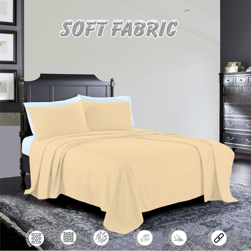 R&Z Plain Luxuary Polycotton Flat Sheets Single, Double, King, S