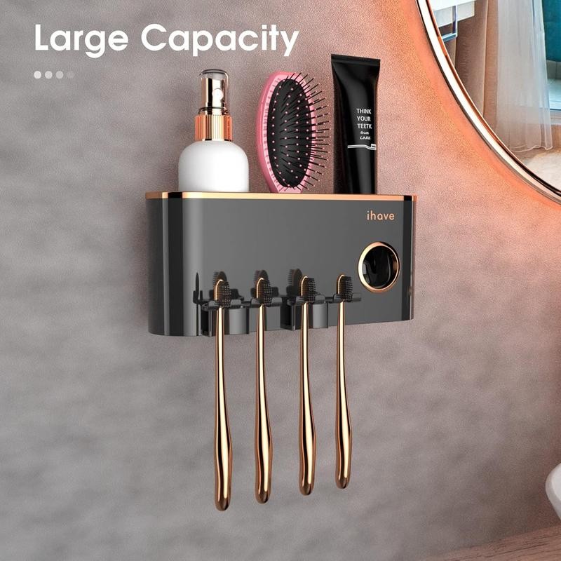 Toothbrush Holders Bathroom Accessories with Tootaste Dispenser, 2 Cups Toothbrush