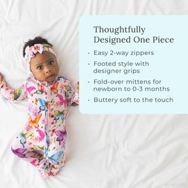 Posh Peanut Vintage Pink Rose Rompers, Newborn Girls One-Piece Outfit, Long Sleeve Footie Pajamas with Zipper, Spring, Fall