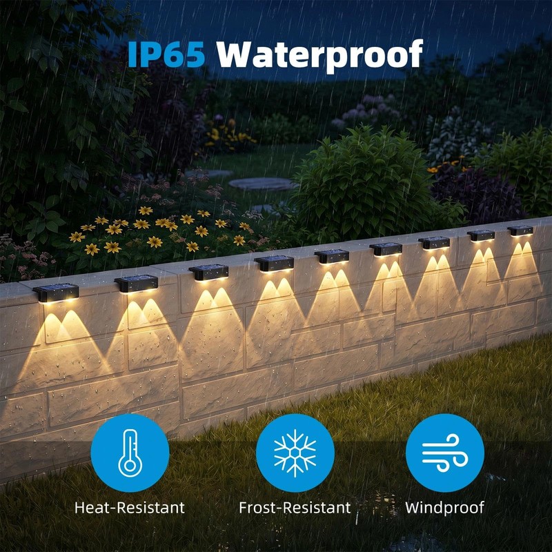 Peasur 8 Pack Solar Fence Lights Outdoor, Railing Light Solar