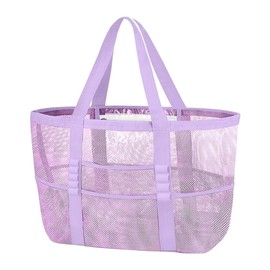 Beach Bag for Women Mesh Beach Bag Family Size Shopping Bag Foldable Handbag Storage Bag with Bag Suitable for Beach, Holiday, Travel, Shopping