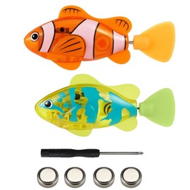 Robo Fish, 2 Pack Swimming Robot Fish Toy for Cats and Kids, Interactive Cat Toy with Realistic Swimming Motion, Electronic Fish Bath Toy for Bathtubs and Pools (Green and Yellow)