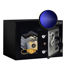 JUGREAT Safe Box with Induction Light,Electronic Digital Security Safe Steel Construction Hidden with Lock，Wall or Cabinet Anchoring Design for Home Office Hotel Business 0.23 Cubic Feet Black