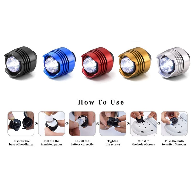 ciciglow Headlight for Crocs, 2 Piece Torch Attachment for Crocs,