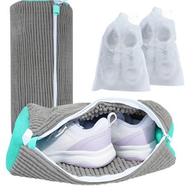 Washing Machine Shoe Bags, Set of 4 with 2 Reusable Shoe Wash Bags and 2 Dust Protection Bags, Ideal for Trainers and Sports Shoes (39 x 19 cm, 35 x 30 cm)
