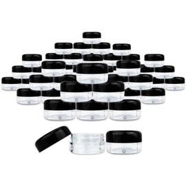 (Quantity: 300 Pieces) Beauticom 15G/15ML (0.5oz) Round Clear Jars with Black Lids for Pills, Medication, Ointments and Other Beauty and Health Aids - BPA Free