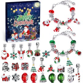 WEVOL Advent Calendar 2024 Children Girls, Christmas Calendar Jewellery Crafts Girls Gifts, 24 Craft Charms Bracelets Kit Christmas Gift Teenager Girls 5 6 7 8 9 10 11 12 13 14 Years
