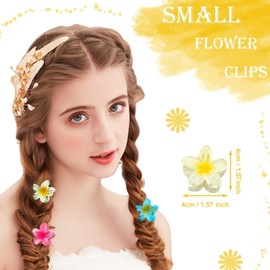 9 pcs Pinzas para El Cabello con Flores, 4cm Pinzas para Hawaianas Pequeño Bonitas y Coloridas de Sujeción Fuerte, para Cabello Grueso Accesorios para Mujeres y Niñas