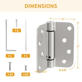 Luxbaro 3 Pack Self Closing Door Hinges, 4 Inch Spring Loaded Door Hinges, Adjustable Tension for Garage, Front Door, Back Door, for Left and Right Hand Door, 5/8'' Radius Corners, UL Listed