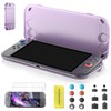 Switch 2(2025新型)専用設計, ハードシェル収納ケースセット｜3Dジョイスティックとスクリーンをしっかり保護、充電と収納が同時に可能、防水・耐圧｜スリム、軽量、持ち運び可能｜EVAより丈夫｜強化ガラスフィルム2枚、ジョイスティックカバー8枚、ダストプラグ一式付き。パープルつや消しモデル