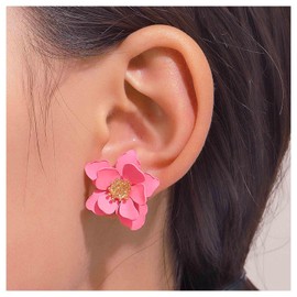 Allereya Vintage Flower Stud Earrings Acrylic Flower Earrings Matte Flower Earrings Pink Flower Stud Earrings Jewelry for Women and Girls (Pink)