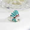 AeraVida Native American Style Reconstructed Red Coral-Green Simulated Turquoise Inlay