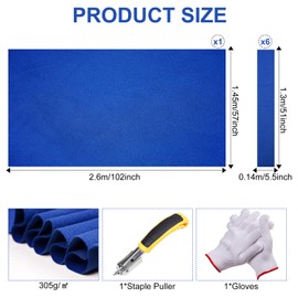 8.53ft Pool Table Felt,Billiard Cloth with 6 Pcs Cloth Strips and Staple Remover,Gloves,Pool Table Felt Replacement kit for Bars Clubs Family (Blue, Standard)