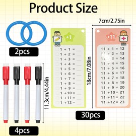 KAIYAYA 30 Sheets 1 x 1 Learning Game 0-12 Division Algorithm Table Portable Learning Aid Maths Thinking Games Without Colour Residue with 4 Erasable Pens (Division Calculation Table + Addition