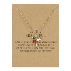 YALLNASL Hummingbird Gifts Pendant Necklace for Women Humming Bird Gift for Mom Grandma Necklace - Life is Beautiful Necklaces for Women Friendship Choker Necklace for Best Friends
