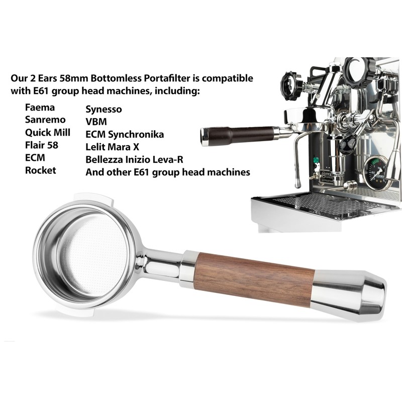 LILQ 58mm Bottomless Naked 2 Ears Portafilter Compatible with E61