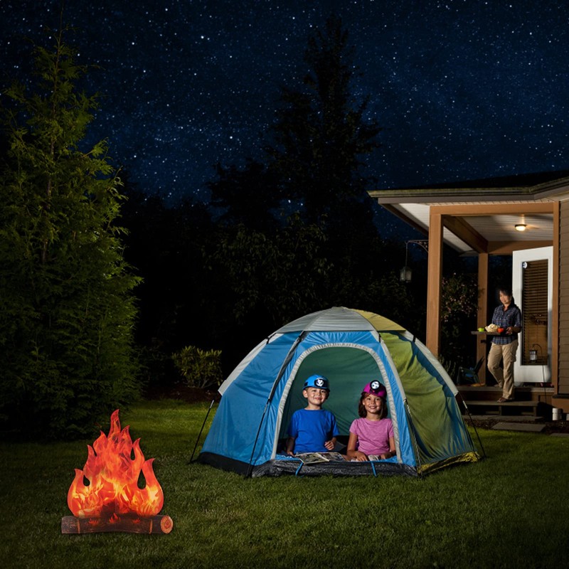 4 Pieces 3D Decorative Cardboard Campfire Centrepiece, Artificial Fire, Campfire