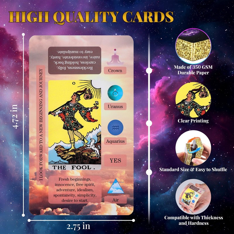 XSYLOHXL Tarot Cards with Meanings on Them for Beginners Classic