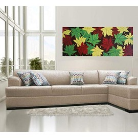 Cuadro Decorativo Moderno Pintura en lienzo canva HOJAS de colores Otoño 3 Pintado a Mano cuadro para decoración de hogar Cuadro de Pared para la deco