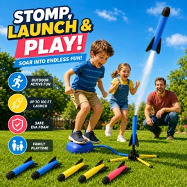 Stomp Rocket Launcher Toy for Kids – EVA Foam Outdoor Jump Game for Backyard, Park & Family Play