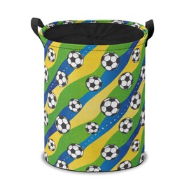 Storage Basket Foldable Laundry Basket Football Pattern Lightweight with Handles Hamper Toy Storage for Laundry Room Livingroom Bedroom Bathroom