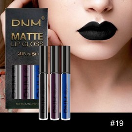 Lip Gloss Set, 3Pcs Noble Purple Dark Blue Black Matte Liquid Lipstick Set, Long-Lasting High Pigment Black Lipstick, Waterproof Matte Mist Lipgloss Set for women, Non-Stick Cup Lip Stain