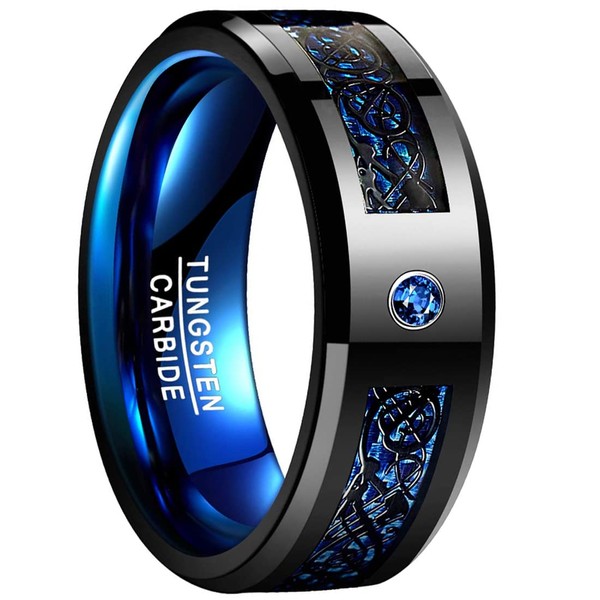 VAKKI 8mm Celtic Dragon Ring for Men Women Tungsten Carbide