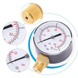 Pressure Gauge For Fuel Air Oil Or Water 0-4bar / 0-60psi NPT, 1/4" NPT Bottom Mount (0-4 bar/0-60psi 1/4 NPT)