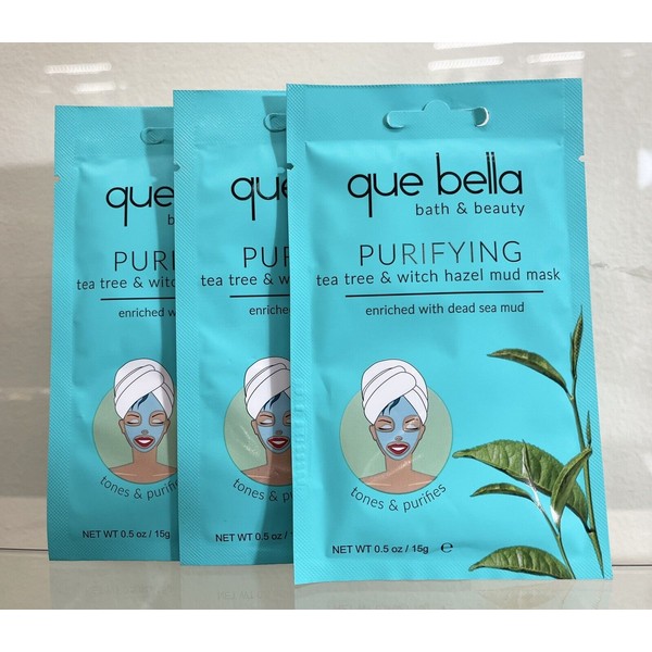 Que Bella: Purifying Tea Tree & Witch Hazel Mud Mask (*Pack Of 3*) NEW.