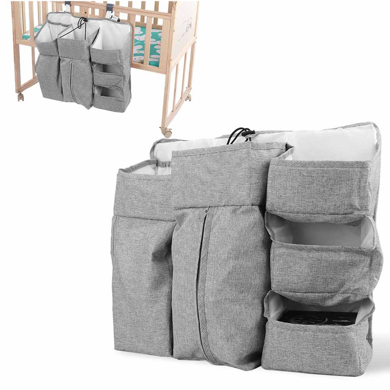 MultiFunctional Baby Bed Hanging Storage Bag Baby Crib Bedside Diaper