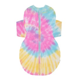 Happiest Baby SNOO Sleep Sack - 100% Organic Cotton Baby Swaddle Blanket - Doctor Designed Promotes Healthy Hip Development (Tie Dye Rainbow, Large)