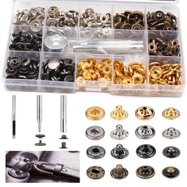 120 Sets Press Stud Set, Press Studs Copper 12.5 mm with Fixing Tool Kit Metal Bronze Clothing Snaps Button Sewing Accessories for Leather Craft Jacket Wallet Handbag