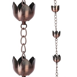 Topadorn Rain Chain Downspout 5.8Feet, Rain Catcher Chain Gutter Metal Decoration 70'' for House Eaves & Garden & Home, Flower Shape Rain Chains