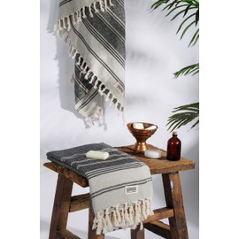 DEMMEX 100% Turkish Organic Cotton Beach and Bath Towel, Hammam Peshtemal Towel, Blanket, Oversized, Quick Drying, Sand Free, Compact, Prewashed, Made in Turkey, 180 x 90 cm