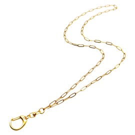 Sopopal Lanyards for ID Badges Gold Silver Chain Lanyard Id Holder for Women Stainless Steel Lanyard (Gold K)