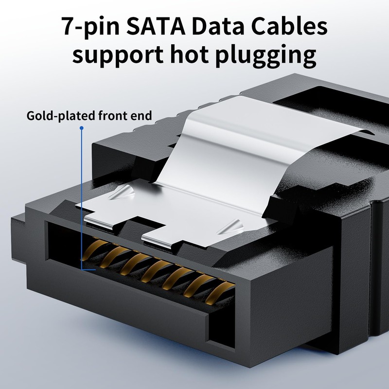 BolAAzuL SATA Cable III Right Angle to Straight 2-Pack, Short
