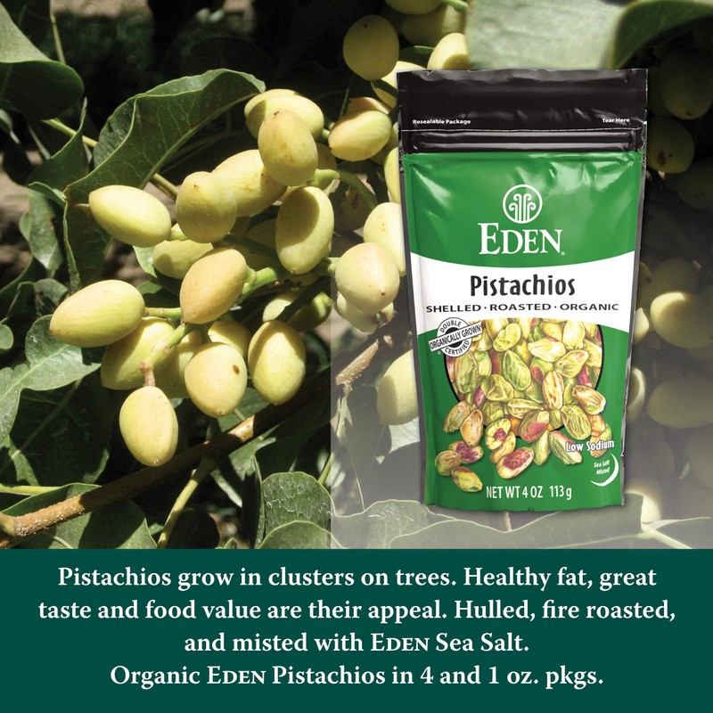 Eden Organic Pistachios, Shelled, Roasted, and Misted with Sea Salt,