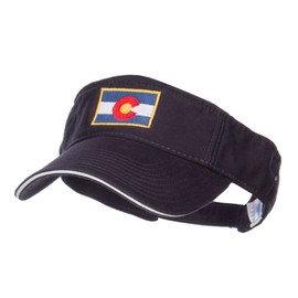 Colorado Flag Embroidered Cotton Sandwich Visor - Navy White OSFM