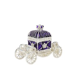 QIFU Hand Painted Purple Carriage Style Trinket Box Hinged, Unique Gift for Family