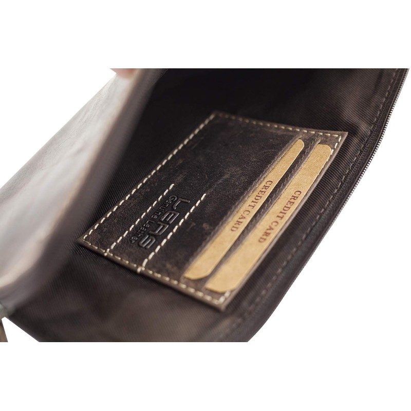 LEAS Banktasche & Geldtasche im Vintage-Style Echt-Leder, braun Special-Edition
