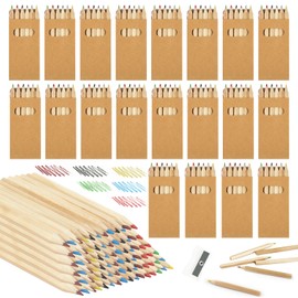 Deepton Colouring Pencils Set, 20 Packs Small Colouring Pencils Each with 6 Colouring Pencils, 120 Multicoloured Wooden Pencils with 4 Sharpeners, Children's Colouring Pencils for Art Drawing,