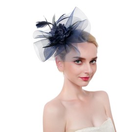 Ladies Feather Fascinators Hat Flowers Wedding Headband Vintage with Veil Hair Clip Flower Bowler Hat Headpiece Headwear Dress up Tea Party Bridal Banquet Party Hair Accessories One Size
