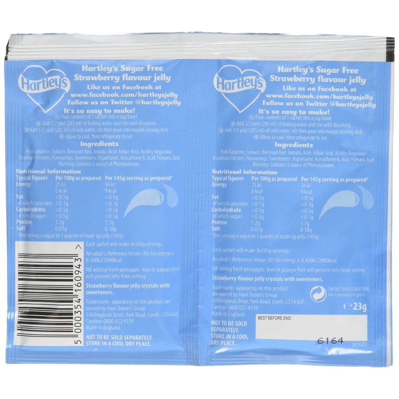 Hartleys Sugar Free Jelly Strawberry 12 x 23gm