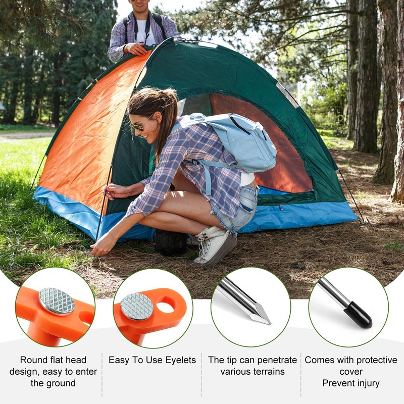 10PCS Tent Stakes Heavy Duty,7.1Inch Tent Pegs Non-Rust Metal Camping