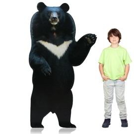 Pinkunn 6 Feet Black Bear Cardboard Stand-Up Cutout Life-Size Bear Cardboard Stand Up Safari Zoo Theme Party Decoration Backdrop Photo Props for Animal Themed Baby Shower Party Supply